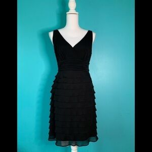 S l fashion Dress Womens 10  ruffles Black V Neck Party